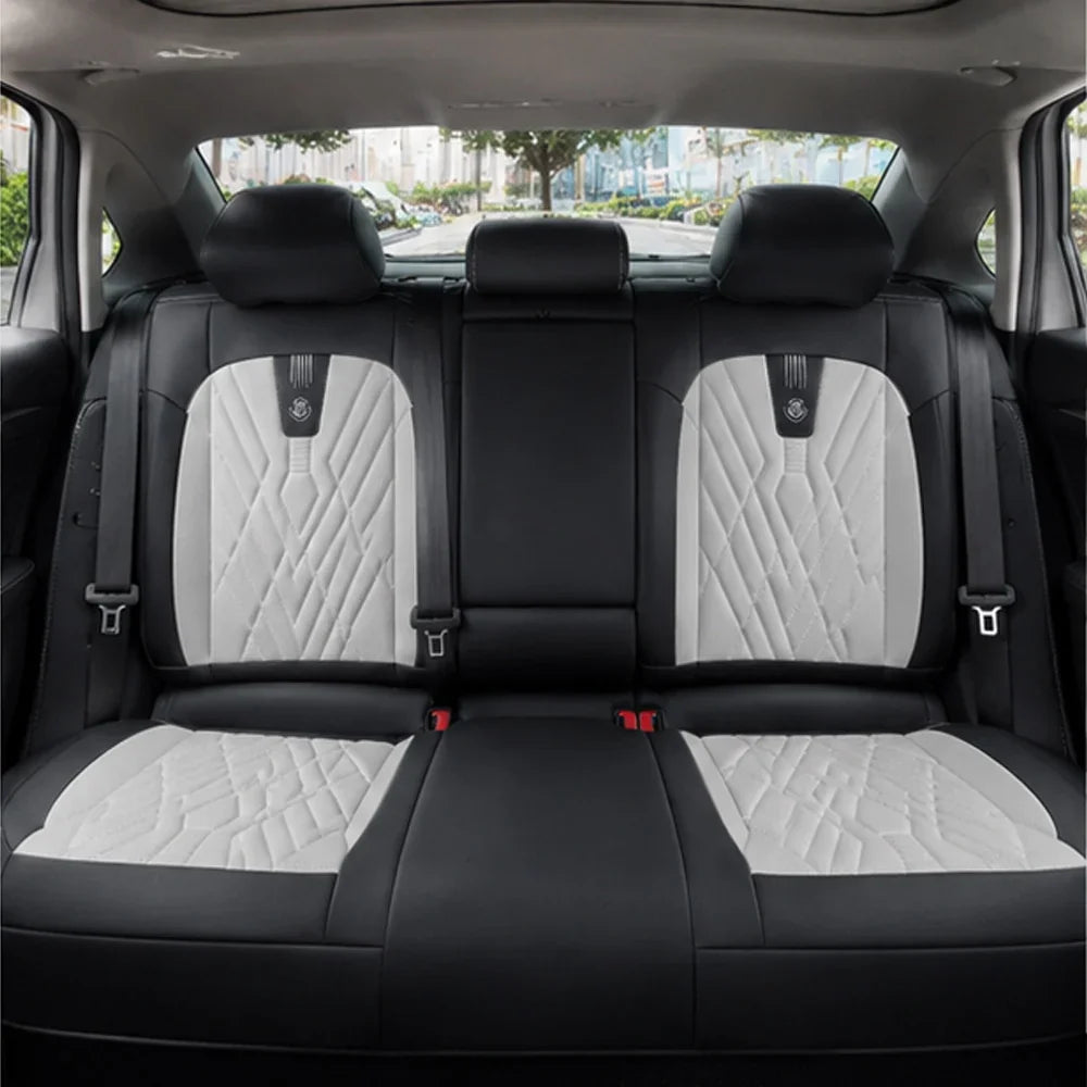Kit Completo de Capas para Banco de Carro Domani em Couro Legítimo Universal 5 Lugares Com Airbag + Tapetes e Capa de Volante