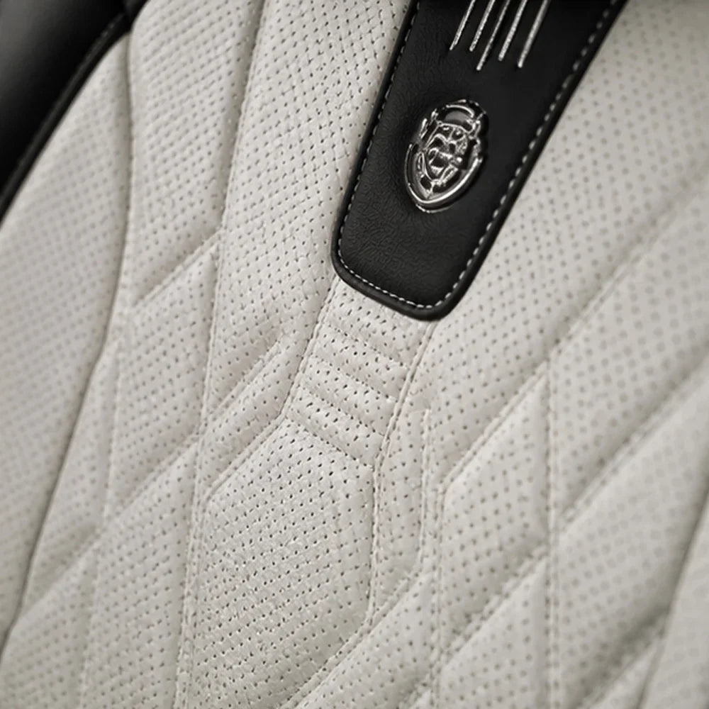 Kit Completo de Capas para Banco de Carro Domani em Couro Legítimo Universal 5 Lugares Com Airbag + Tapetes e Capa de Volante