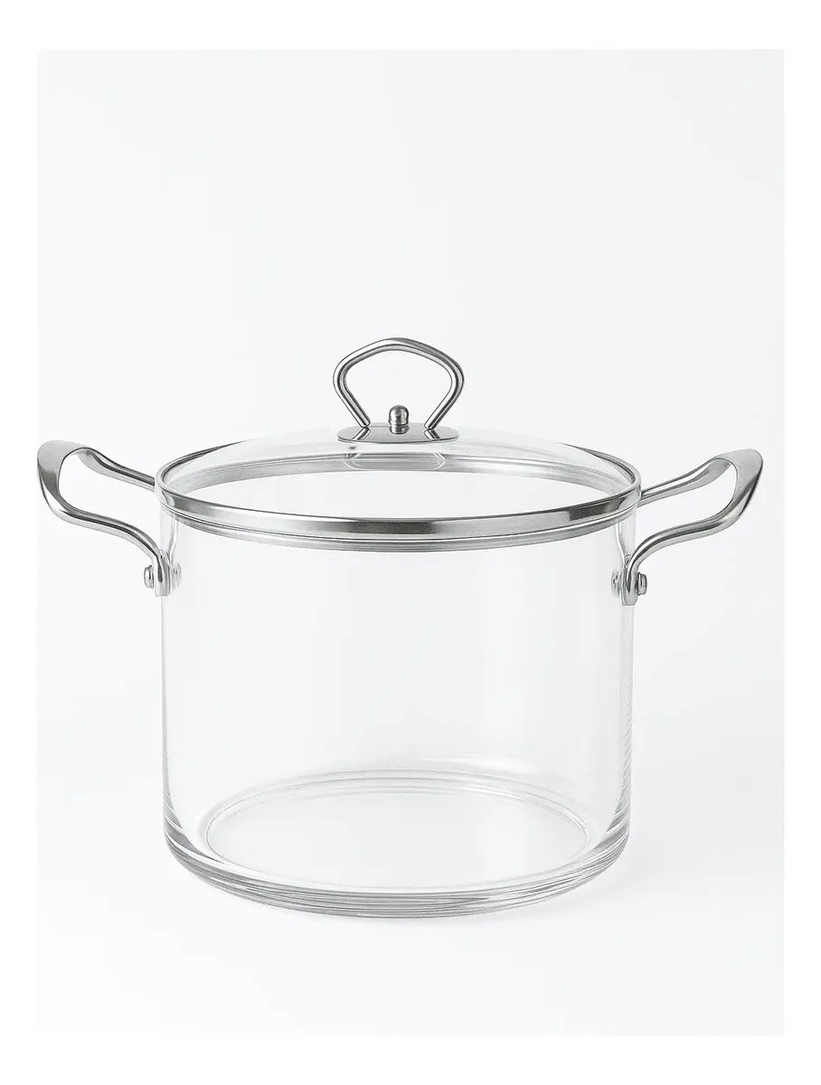 Panela de Vidro Borossilicato 2,5L com Tampa e Alças de Aço Inox