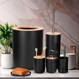 Kit Banheiro 6 Peças com Acabamento em Bambu – Preto ou Branco | Golden House