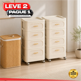 Gaveteiro Multiuso com Rodinhas OrganizaMax™ + BRINDE: Cesto De Roupa em Bambu - COMPRE 1 LEVE 2
