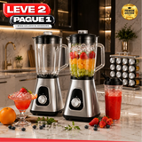 Liquidificador Multiuso 5 em 1 Com 2 Jarras de Vidro + BRINDE Porta Tempero Vertical 16 Potes - COMPRE 1 LEVE 2