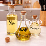 Kit Galheteiro de Vidro 3 Peças – Óleo, Azeite e Vinagre com Rolha
