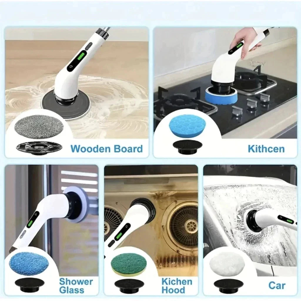 Escova de Limpeza Elétrica 360º MOP Multiuso 9 em 1 Recarregável